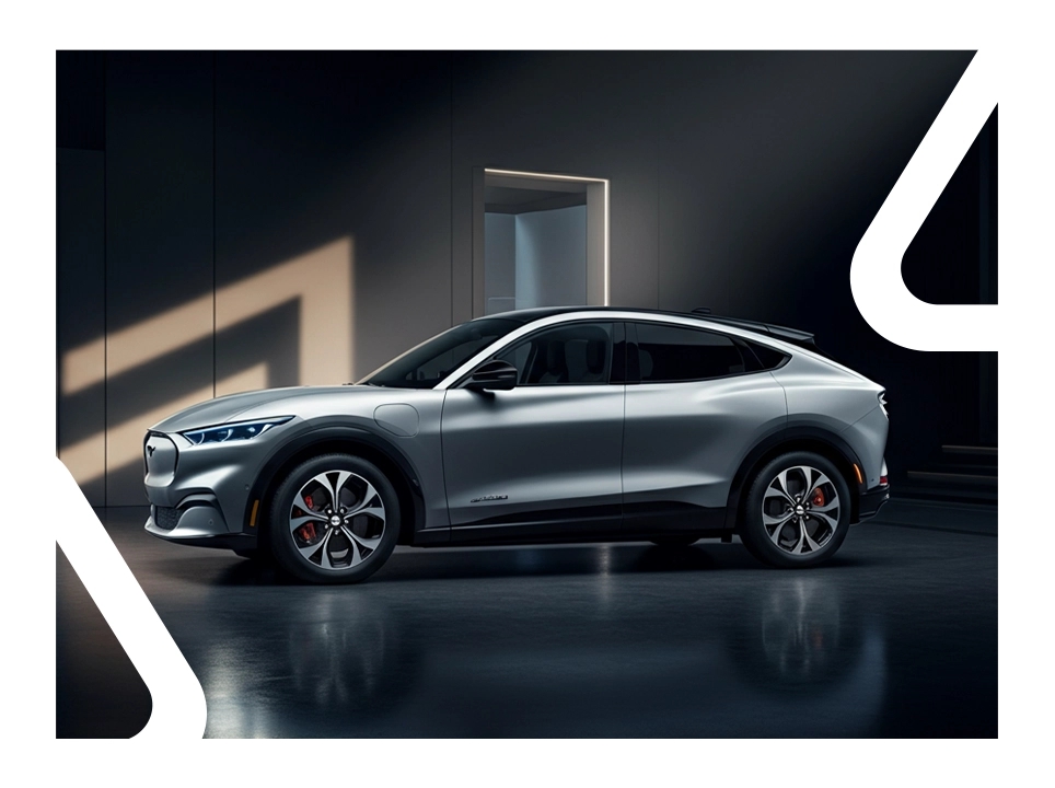 Carro cinza em um showroom, representando a parceria da Onebrain com o mercado automobilístico