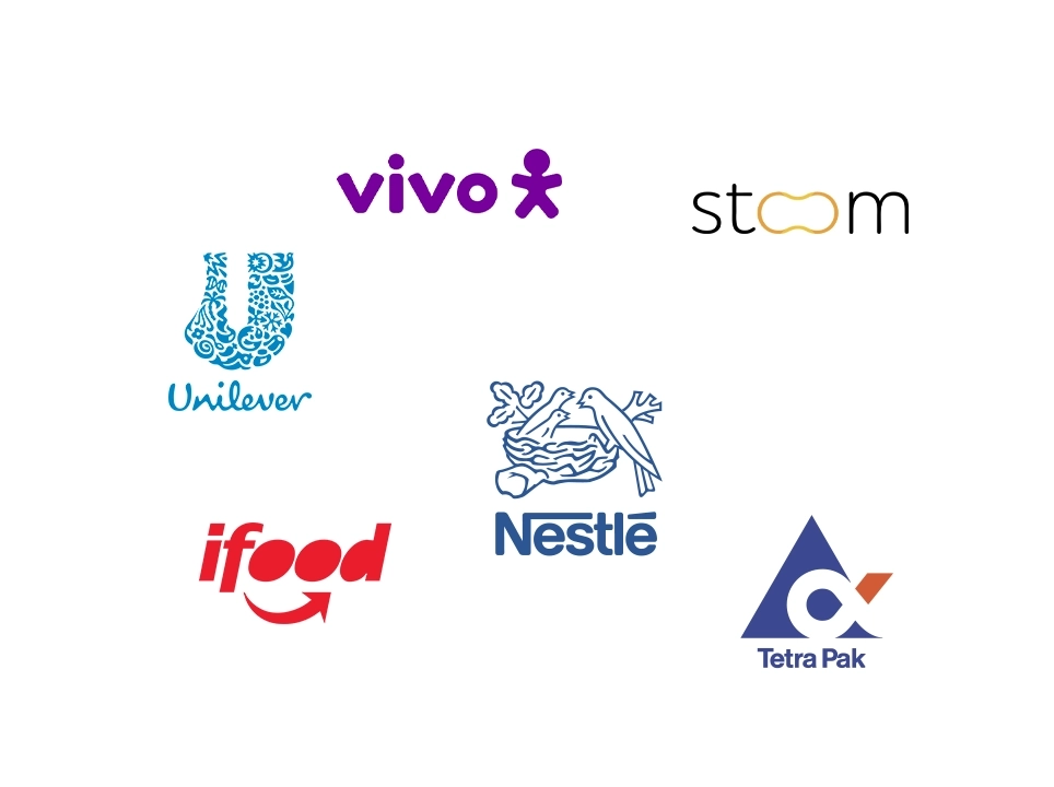 Logo Vivo, Stoom, Unilever, Nestlé, Tetra Pak e iFood