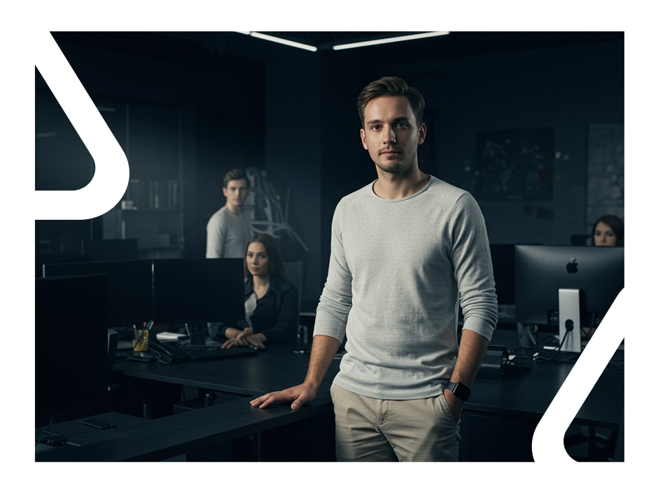 Homem branco, cabelo castanho curto, representando o programa embaixador