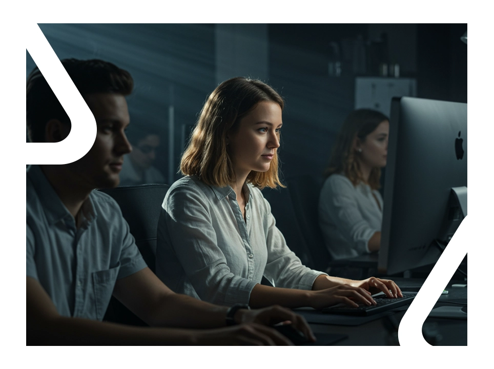 Vários colaboradores trabalhando